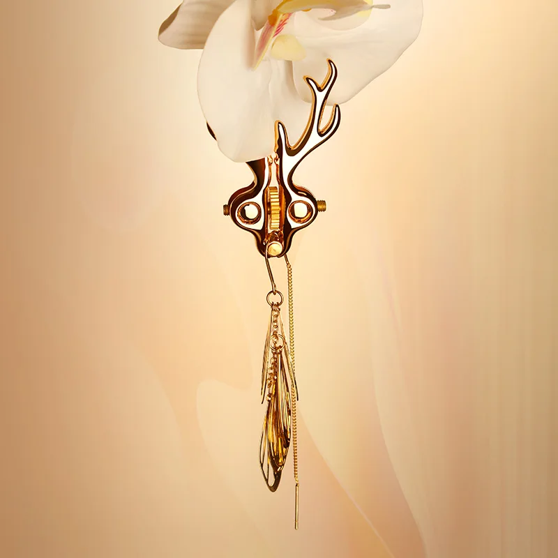 مشابك الحلمة بتصميم قرن الوعل: مشابك BDSM من سبائك الألومنيوم للاستمناء والإناث ولعب الأزواج، ألعاب الإحساس للبالغين