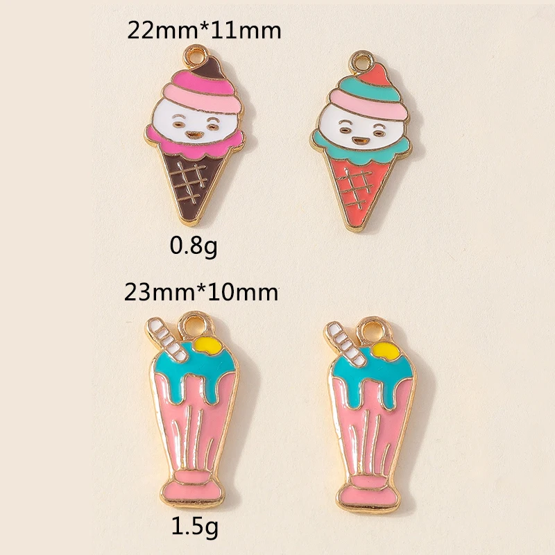 Leslie 10 Stück süße Emaille-Lebensmittel-Charms, süßer Mini-Cup-Kuchen-Anhänger für Armband, handgefertigte Schmuckherstellung – Detail 36