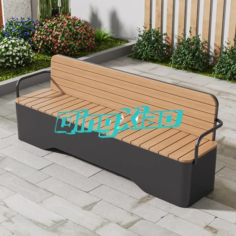 

Outdoor Patio Bench With Backrest Waterproof Weather Resistant Wood Plastic Composite Seat For Garden Park Hotel Balcony Use