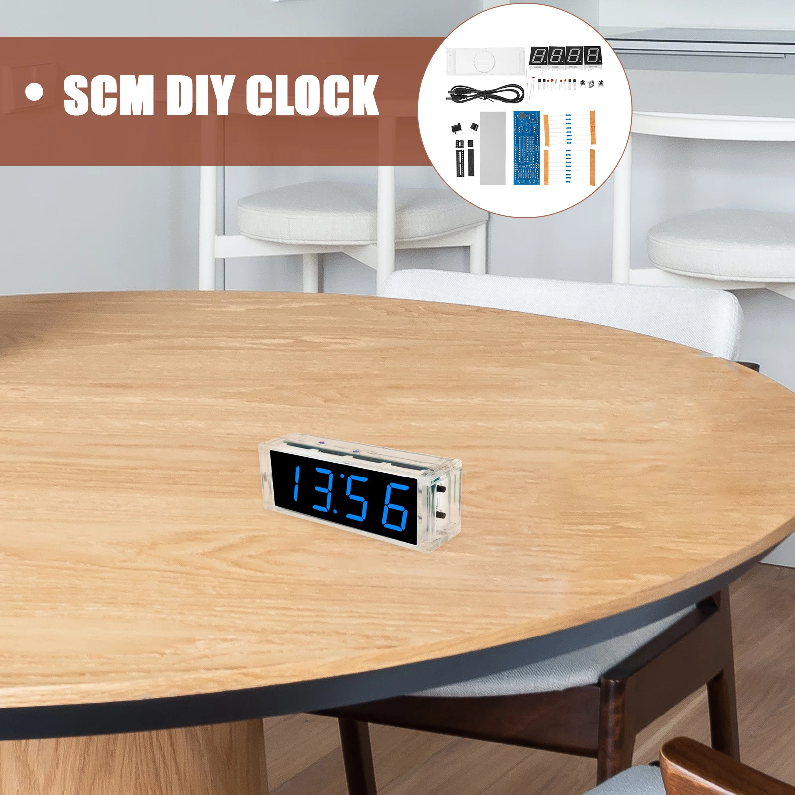 

Digital Clock Kit LED SCM Single Chip Microcomputer DIY Parts Operated Easy Use Craftsmanship Long