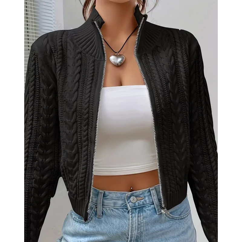 Haut en tricot fin déchiré avec sens du Design ajouré pour le printemps et l'automne, chemisier d'extérieur ample et polyvalent de couleur unie pour femmes