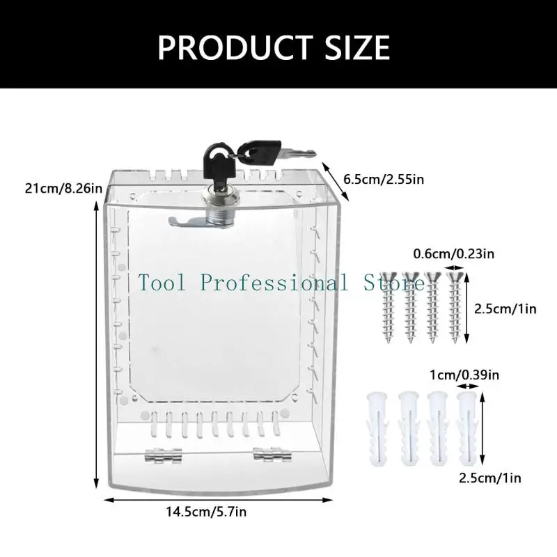 صندوق قفل ترموستات شفاف 57QF مع مفاتيح، صندوق غطاء حامي ترموستات كبير، سهل الاستخدام