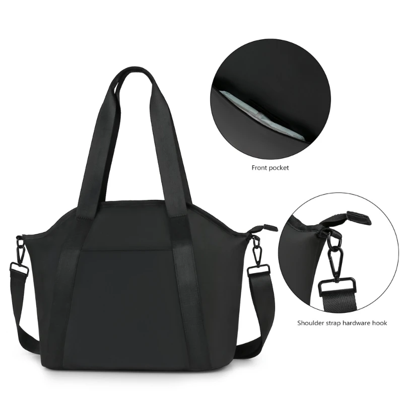 Handbag Pushchair Hanging Bag Shoulder Bags Crossbody Bag for Women Large Capacity Mom Bag Travel Soft Diaper Bag Black