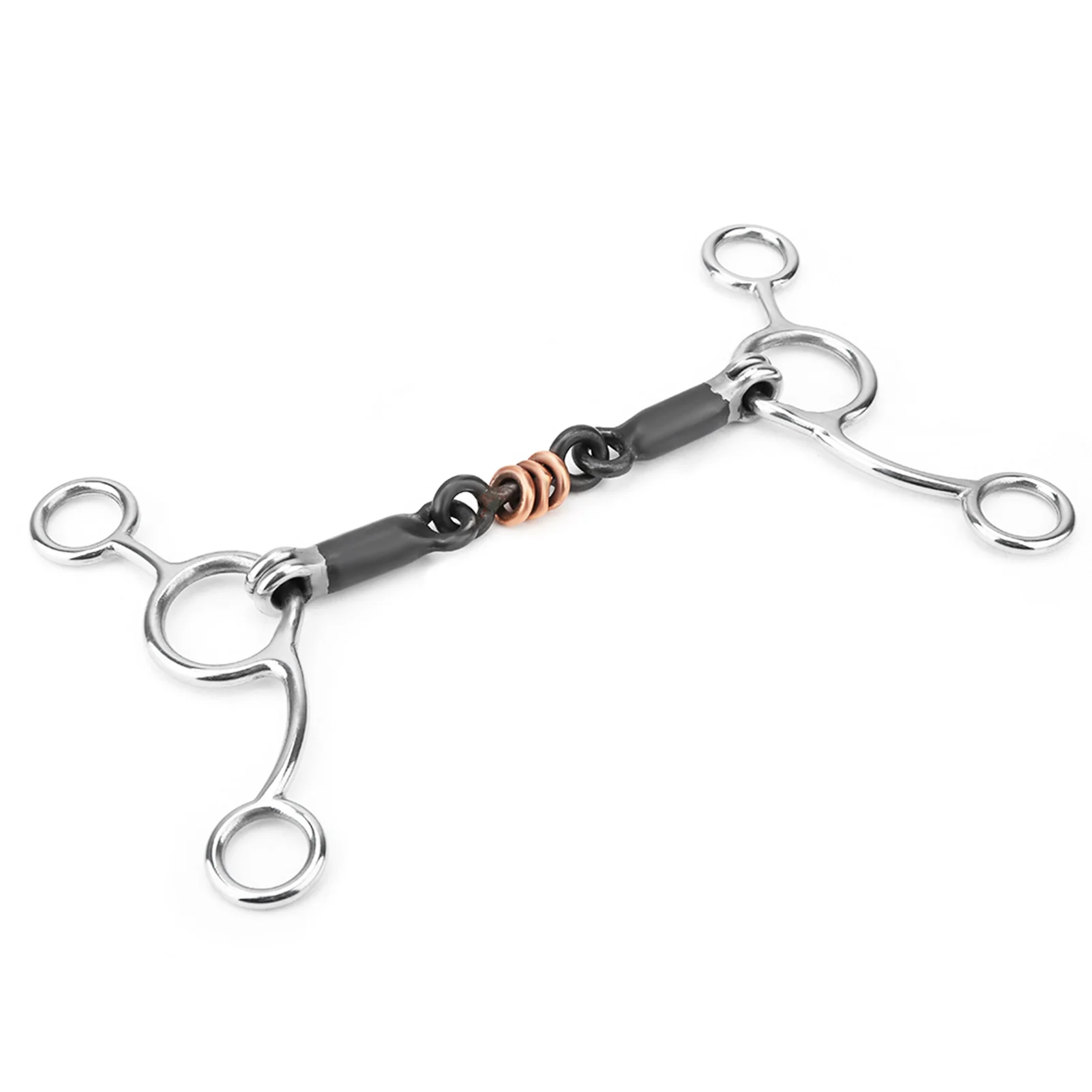 Equestrian Loose  Full Cheek Gag Gag  Snaffle Bits Horse Chew Horse Chew Stainless Steel Gag Bit With Black Steel Mouth