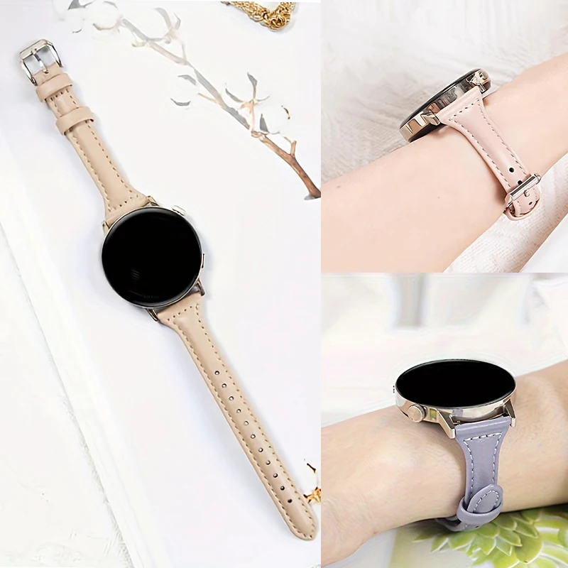 Slim Leather strap For Samsung Galaxy watch 7/FE/6/5/5 pro/4 Classic/active 2 20mm 22mm sport bracelet Huawei watch GT 4-3 band