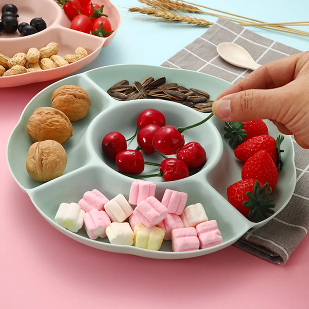 

6 Pcs Fruit Trays Snack Nut Seed Plates Divided Compartments Plastic Tray Platter Parties Birthdays HotelsReusable Easy Clean