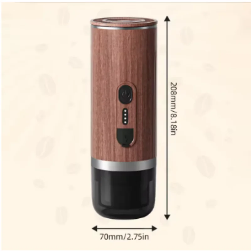 Portable Electric Espresso Coffee Machine Cordless Heating 3oz Single Serve Mini Coffee Maker 92℃ Smart Brew 20Bar Pump Pressure