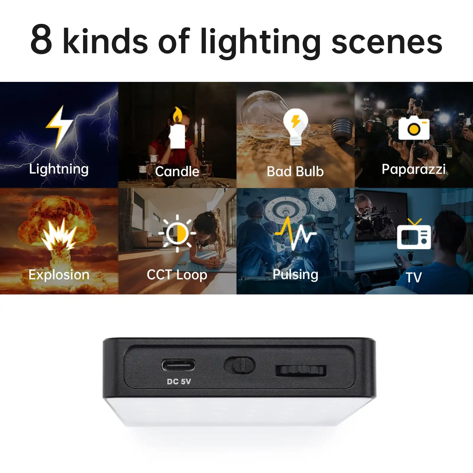 GVM 8RS RGB LED 카메라 조명 풀 컬러 비디오 조명 2700K-7500K 라이트 패널, 유튜브 DSLR 카메라 캠코더 사진 조명용