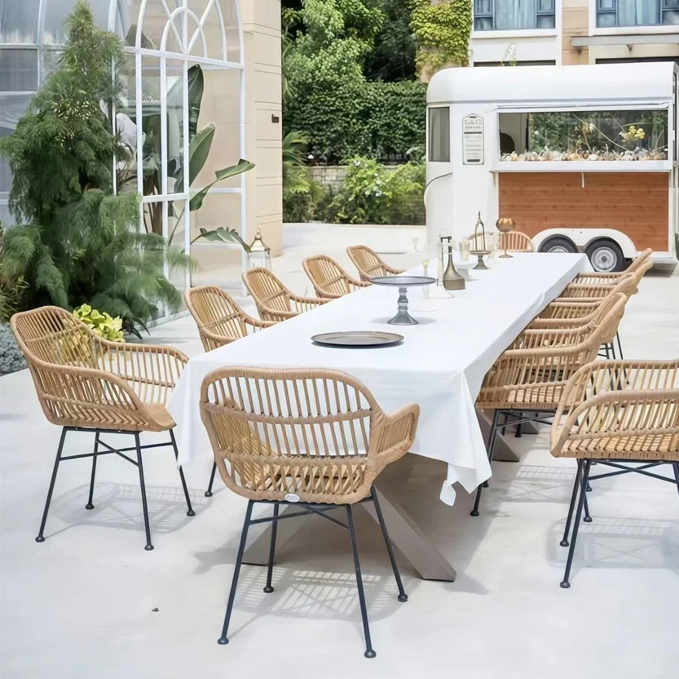 Waterproof Balcony rattan chairs outdoor modern simple leisure courtyard garden Nordic furniture accent chair stool