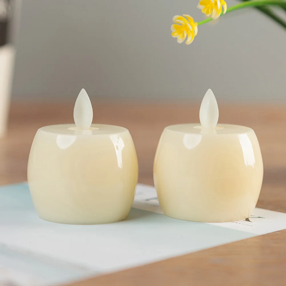 Led محاكاة أبل مصباح دافئ أصفر عديمة اللهب أضواء Tealight للمنزل بار مقهى الطرف الديكور ضوء الليل #2