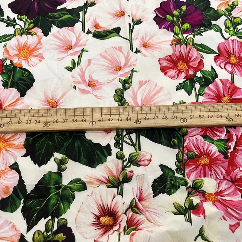 Europe And America Fashion Colorful Flower Printed Cotton Fabric For Women Dress Blouse Handmade DIY Cloth Sewing