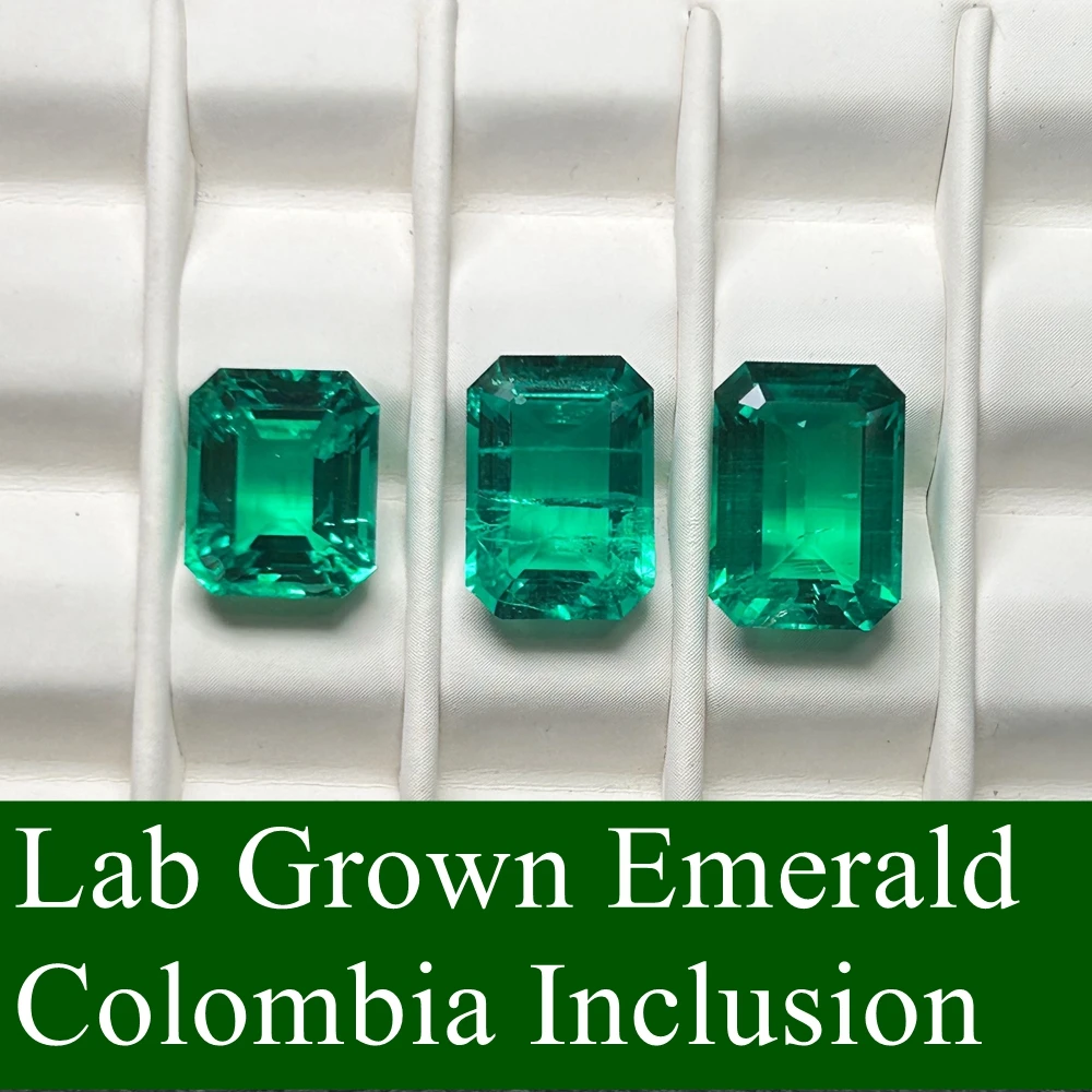 Meisidian Octagon Cut 3x5--10x14mm Lab Grown Colombia Green Color With Inclusion Emerald