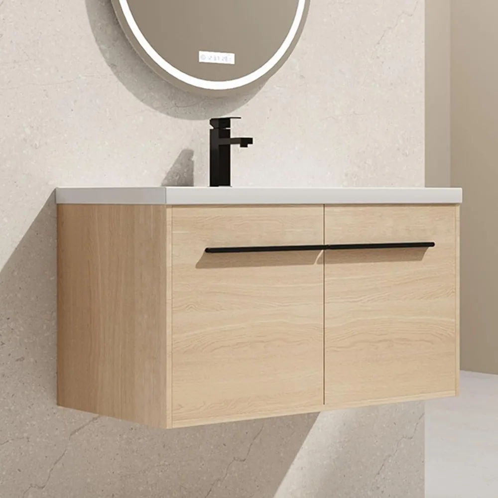 Floating Bathroom Vanity with Sink with Undermount Resin Sink, Bathroom Storage Vanity with 2 Doors and Shelf