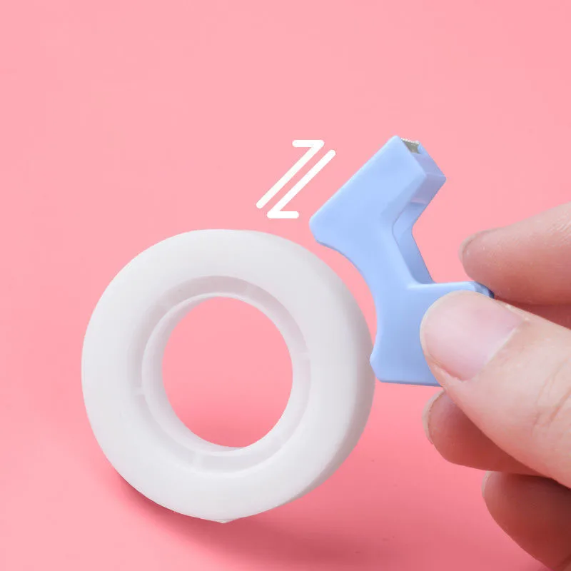 1Pc Transparent Small Tape 12mm Adhesive With Cutting Tool Writable Invisible Correction Stationery