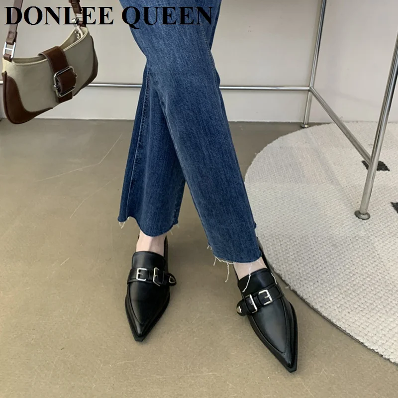 2024 New Spring Flats Casual Shoes Women Flat Heel Pointed Toe Shallow Ballet Female Boat Shoes Slip On Loafers Brand Mary Janes