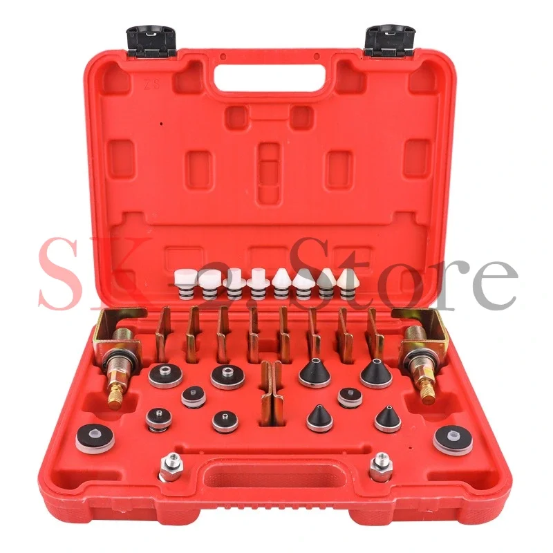 Automotive air conditioner whole vehicle leak detection and plugging plug leak test connector tool maintenance