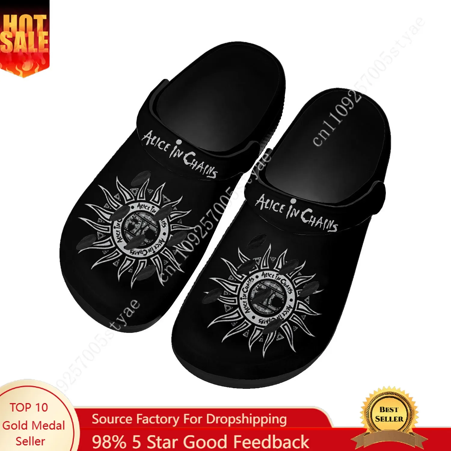 

Alice in Chains Band Water Shoes Home Garden Clogs Mens Women Youth Boy Girl Sandals Custom Breathable Hole Slippers Black