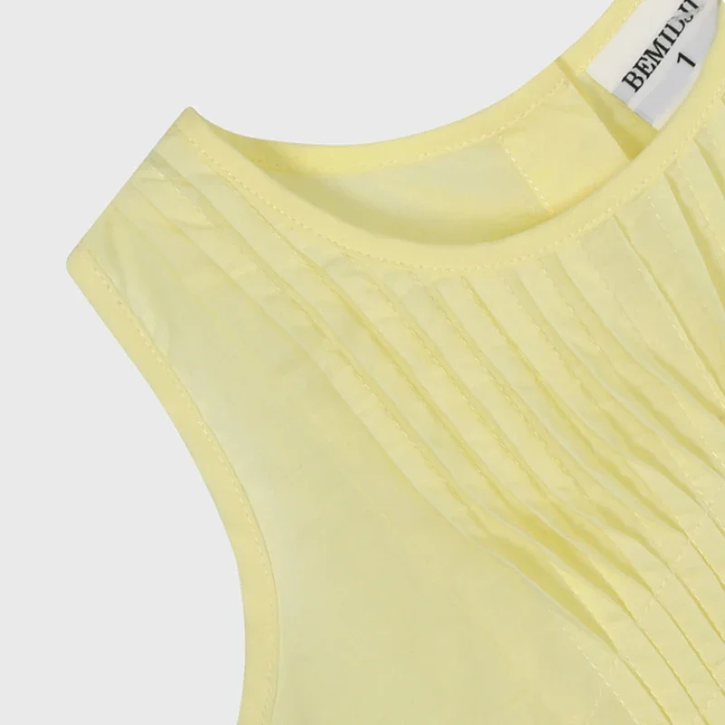 Summer Girl Vest Dress Kids Sleeveless Yellow Pink Princess Dress Baby Korean Version Broken Flowers Casual Sundress 4