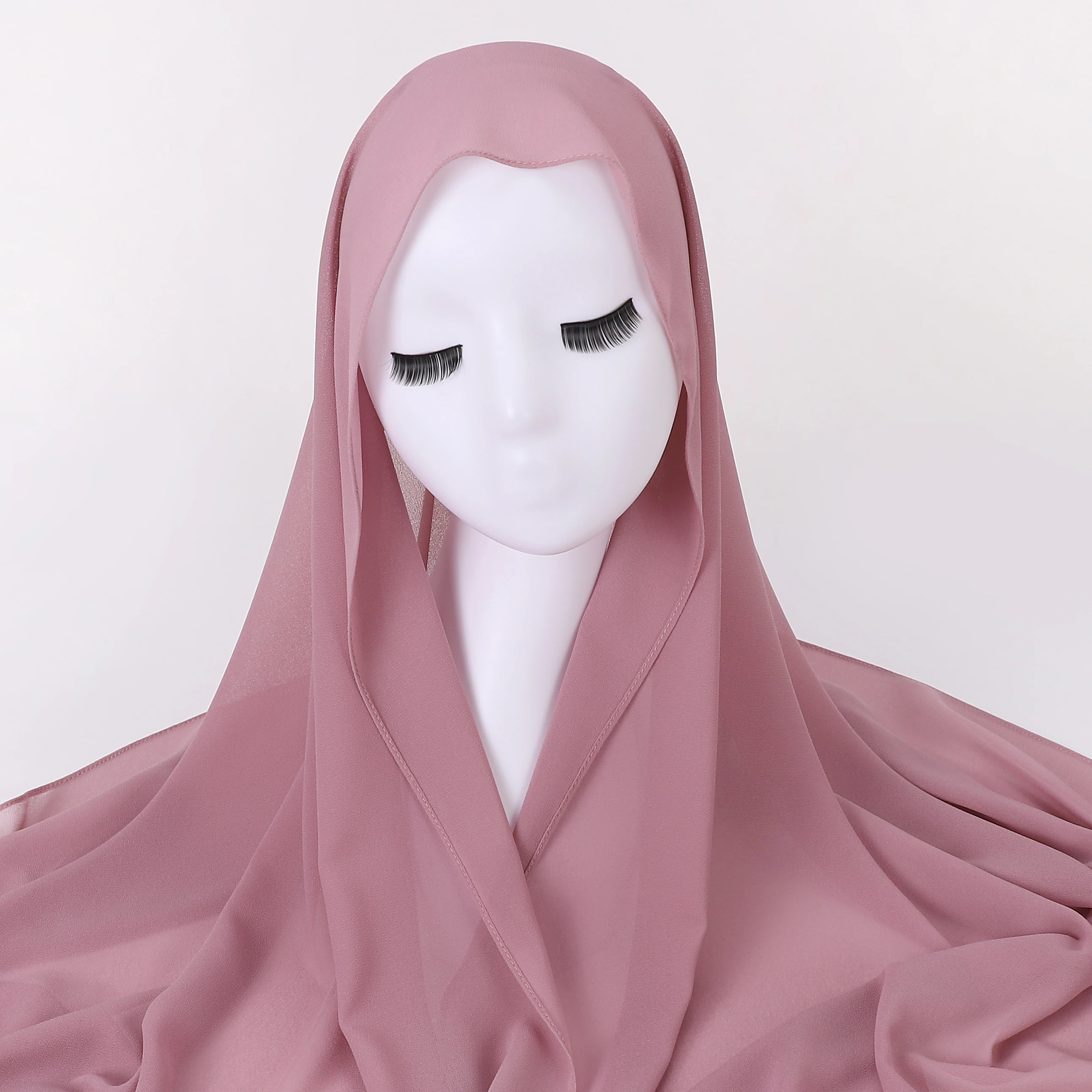 6 pz/scatola Hijab Donne Musulmane Bubble Chiffon Solido Testa Sciarpa Islamica Scialle e Wrap Foulard Femminile Hijab Stole