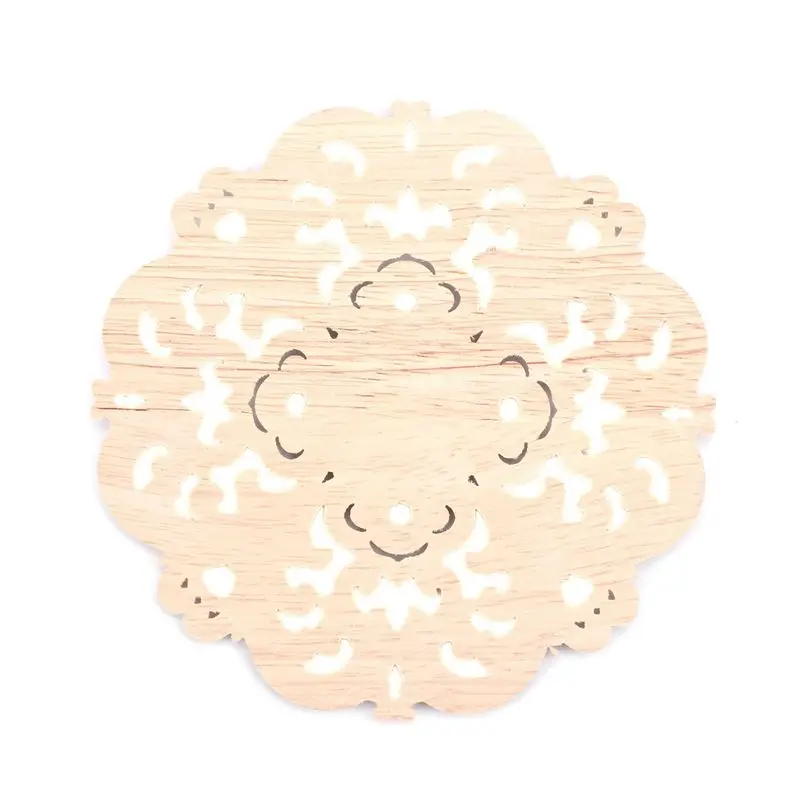 2X Rubber Wood Carved Long Applique Unpainted Flower Walls Cabinets Door Decor Wood Color