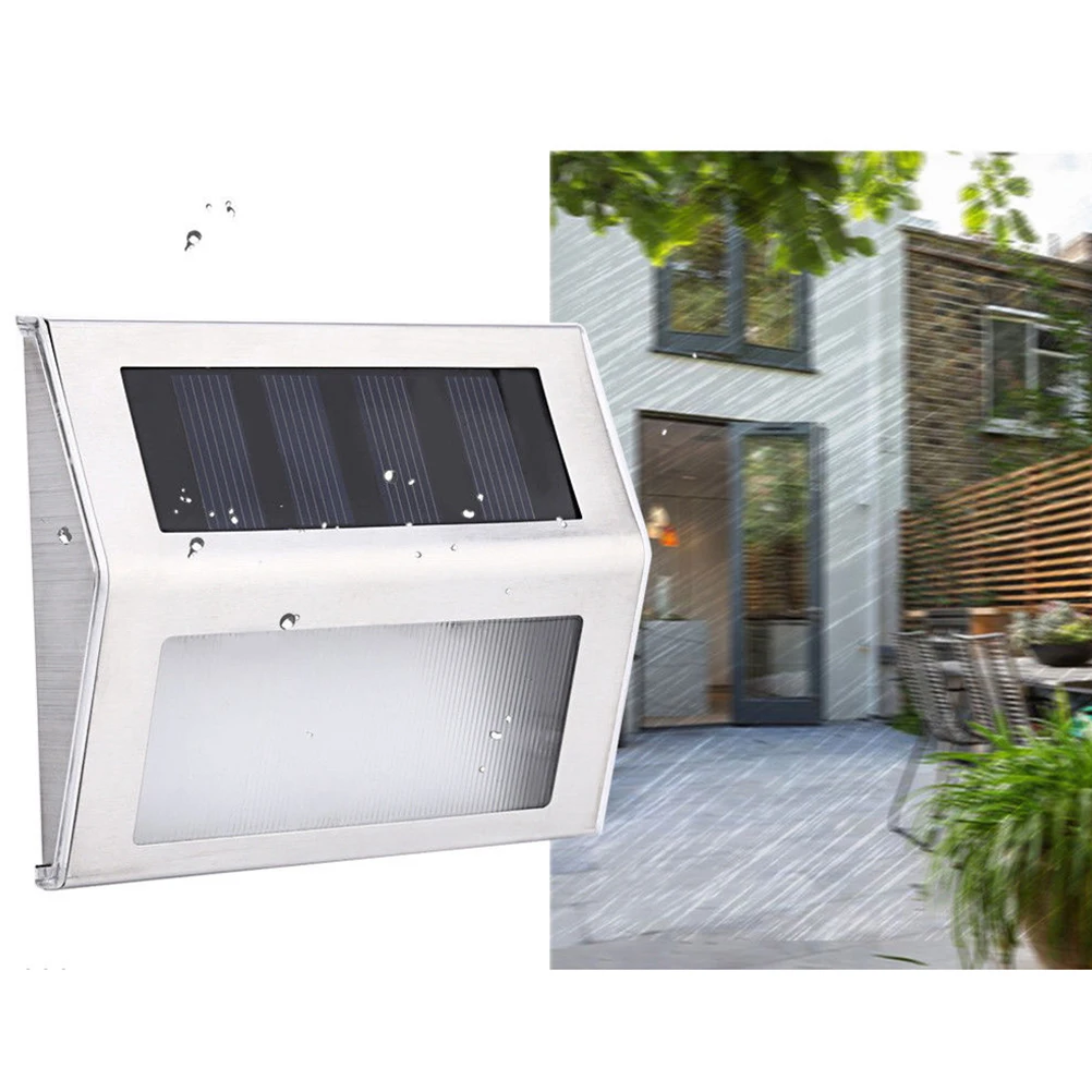 

2 pcs Garden Light LED Solar Lights Outdoor Stainless Steel Lamp Courtyard Parks Pathway Auto Charging Eco Friendly Solar Panel