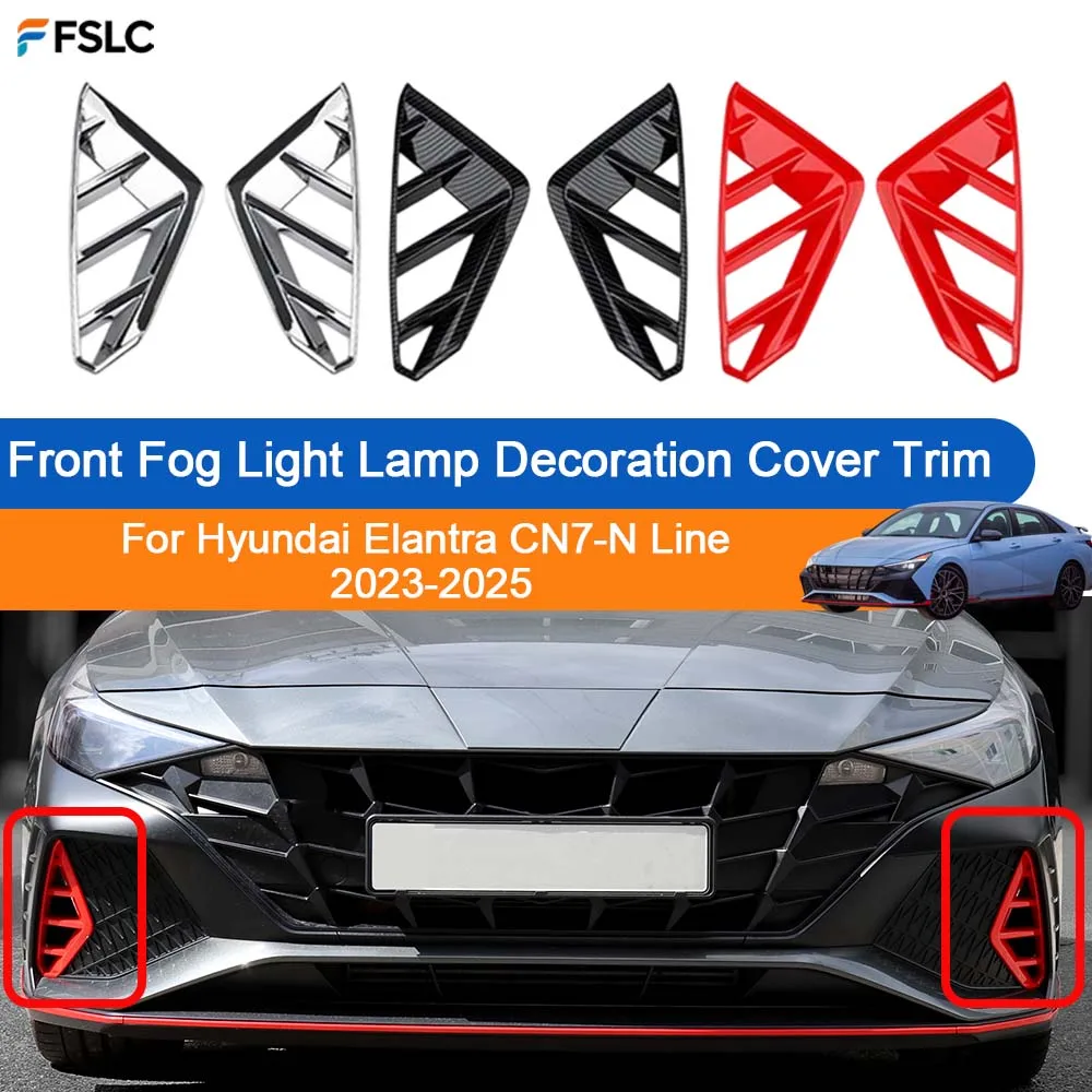 Car Decoration Front Fog Light Lamp Decoration Cover Trim For Hyundai Elantra CN7-N Line 2023-2025 Cars Accessories  Upgrade
