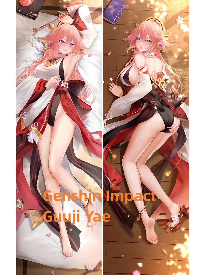 

Подушка Dakimakura в стиле аниме, раньше, Genshin Impact Guuji Yae, Двусторонняя Подушка для тела с рисунком в натуральную величину, детские подарки могут быть изготовлены на заказ