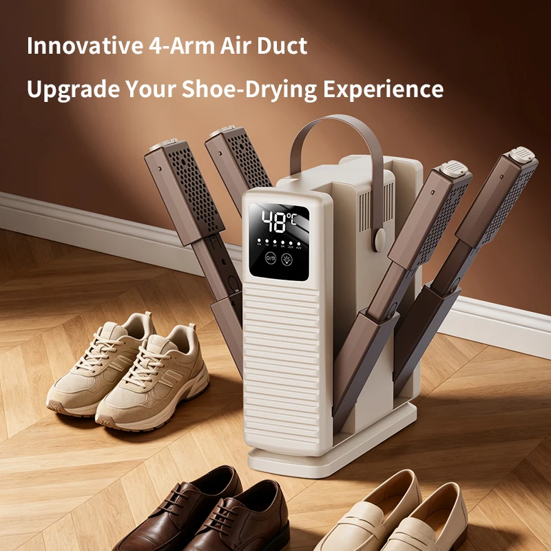 4 Arms Foldable Electric Shoe Dryer Household Boot Warmer with Timing Control Shoe Drying Machine Dehumidifier for Footwear