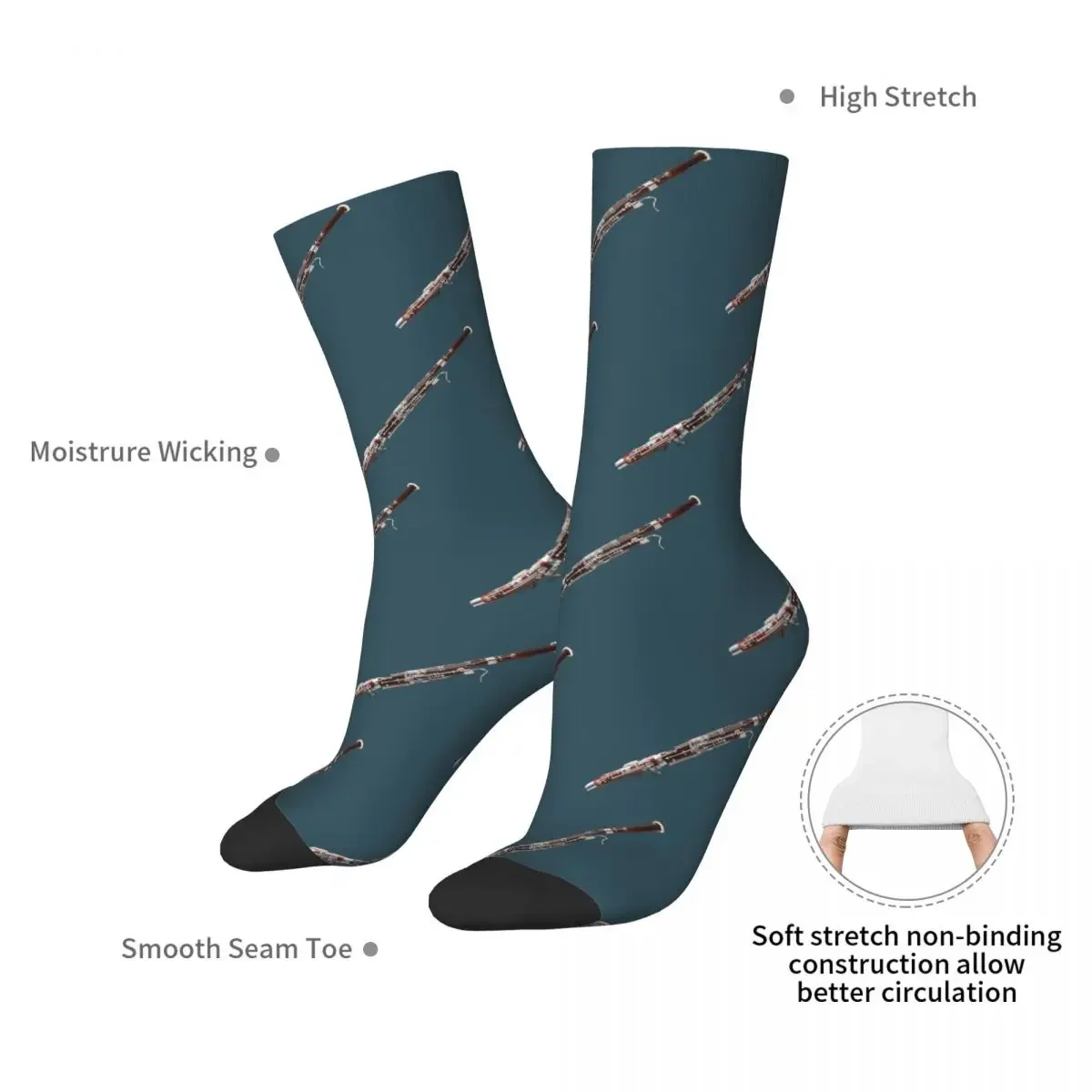 Bassoon Instrument Black Socks Socks Harajuku Super Soft Stockings All Season Long Socks for Man's Woman's Birthday Present