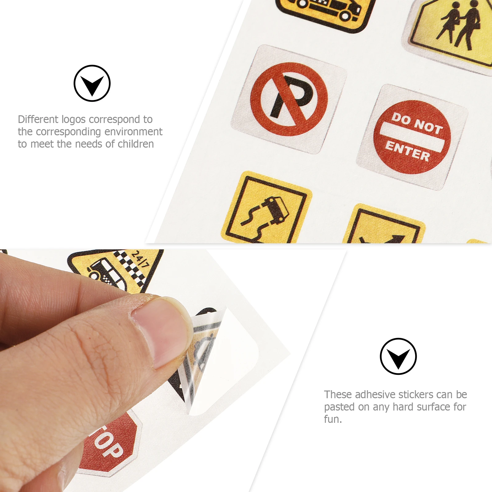 

10 Sheets Sign Sticker Removable Road Tapes Kids Educational Car Road Traffic Decals Decals Truck Safety Reflective