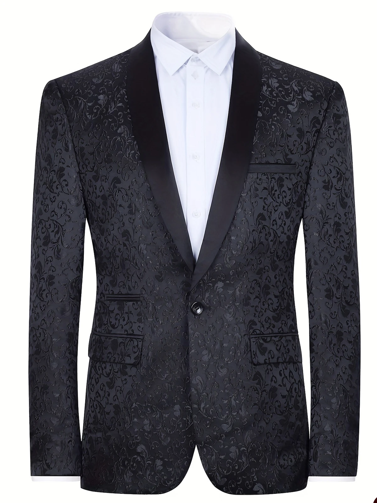 Costume de Mariage en Jacquard Floral pour Homme, Blazer, Châle, Revers, Coupe Cintrée, Manteau d'Affaires, Veste Sur Mesure Uniquement