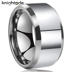 High Polishing Tungsten Carbide Rings 12mm Wide Big Thumb Men's Wedding Band Party Jewelry Beveled Edges Comfort Fit