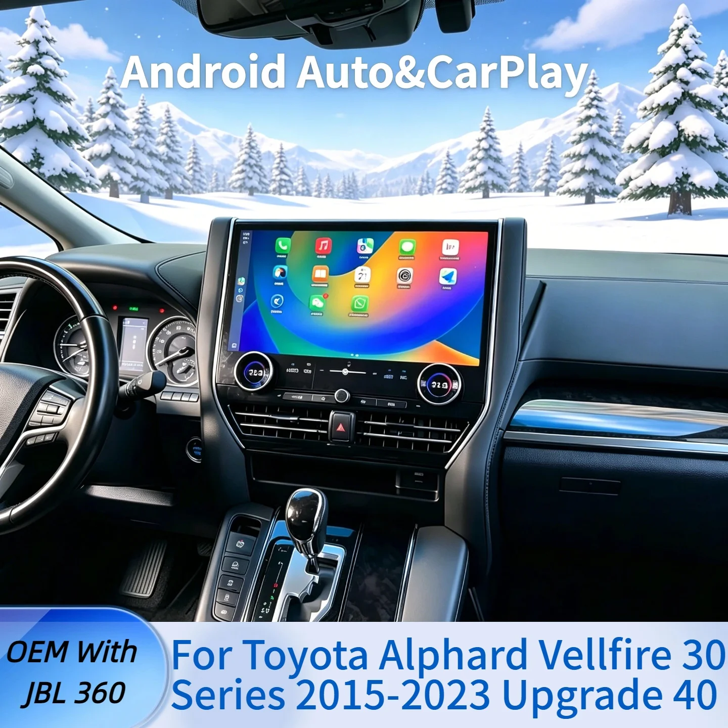 16.8 InchFor Toyota Alphard Vellfire 30 Series 2015-2023 Upgrade 40 Android CarPlay Auto Car Radio Multimedia Stereo GPS Player