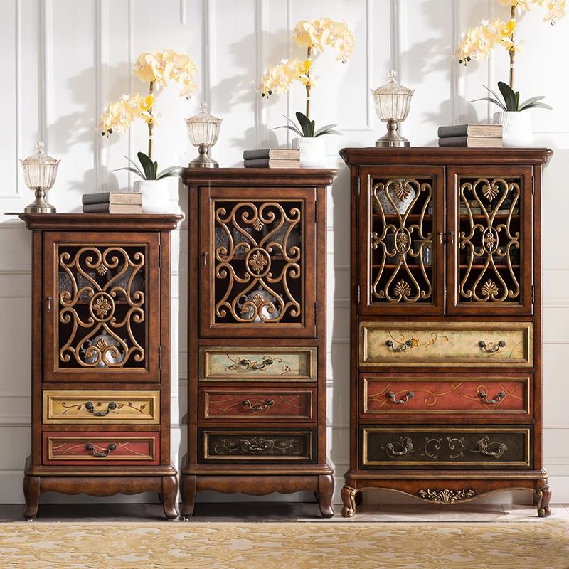 

Мебель в деревенском стиле, ретро, ручной росписи, из массива дерева, винный шкаф, антикварный, вместительный шкаф-бюфет, книжный шкаф