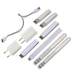 ZHMZH Mini USB LED gece lambası 3LEDs 8LEDs 10LEDs 24LED kitap lamba uzatma direği fiş adaptörü okuma dizüstü güç bankası