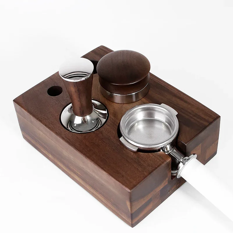 Walnut Wood Espresso Coffee Tamper Stand Portafilters Distributor Tool Holder Barista Tool Wholesale