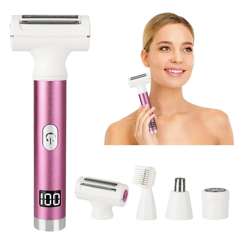 Nass- und Trocken-Akku-Elektrorasierer für Frauen, LED-Anzeige, Gesichtshaarentferner, Forface- und Körperverkauf