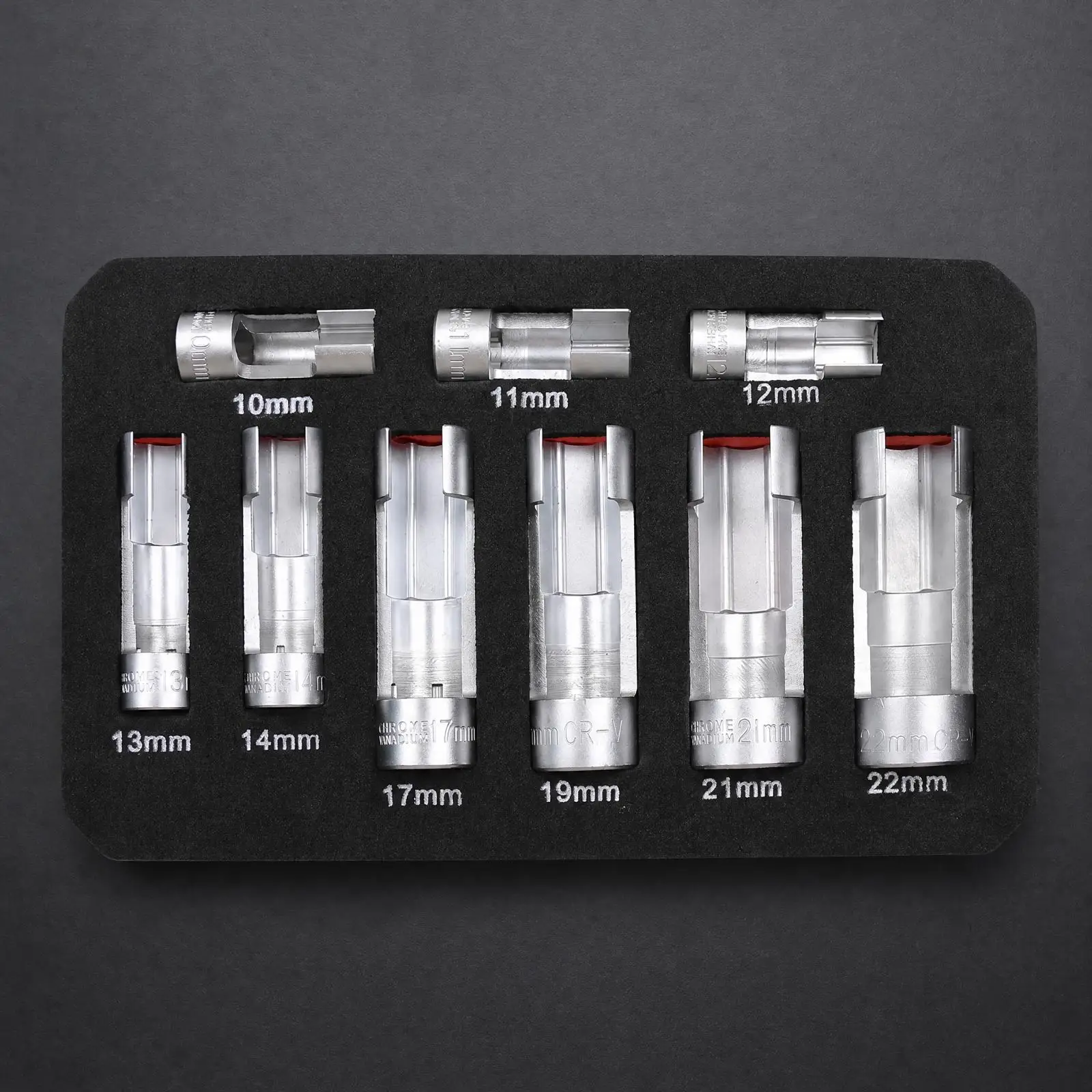 Long Fuel Line Socket Wrench Kit High Strength Steel 9 Sizes for Ratchet Extension Bar Use on Sensors and Lines