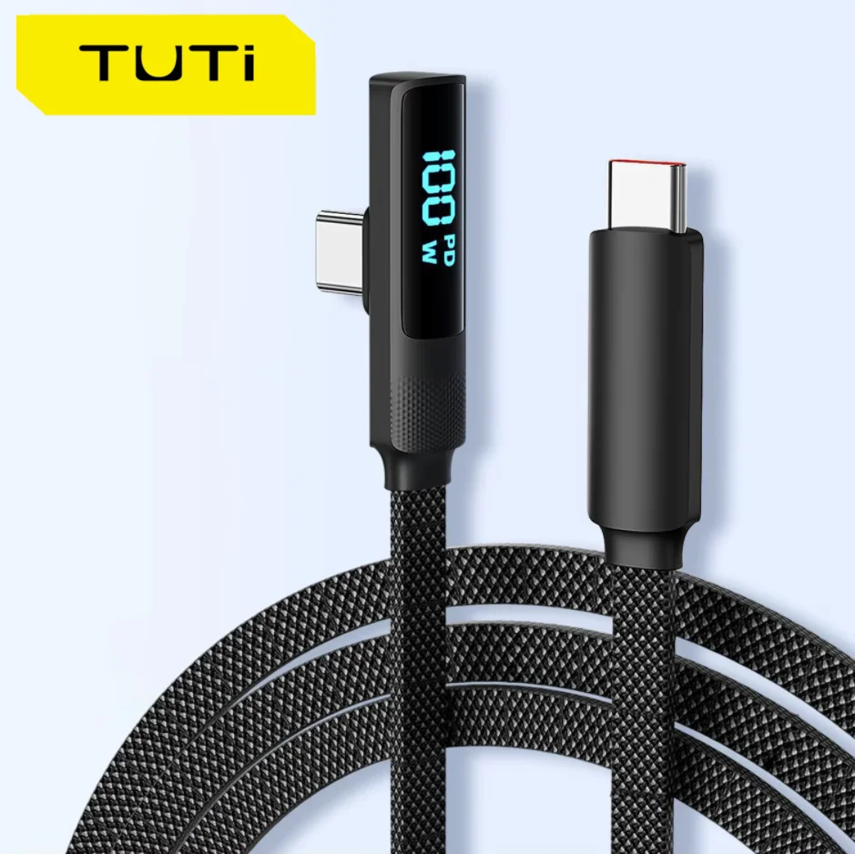 TUTi-Charging Cable for Esports, Gaming Design, Smart Display, E-Marker Chip, 480Mbps Data Connectors for Phone, Tablets, 100W