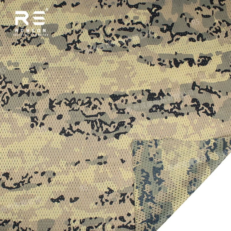 

Austrian Tarnanzug Arid Camouflage Mesh 120gsm Light Weight Polyester Printed Mesh Fabric for Tactical Face Mask Scarf