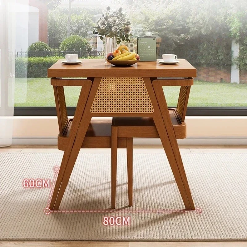 & Leisure Balcony Tea Table Three-piece Patio Furniture Rattan Outdoor Tables and Chairs Modern Solid Wood Garden Furniture Sets