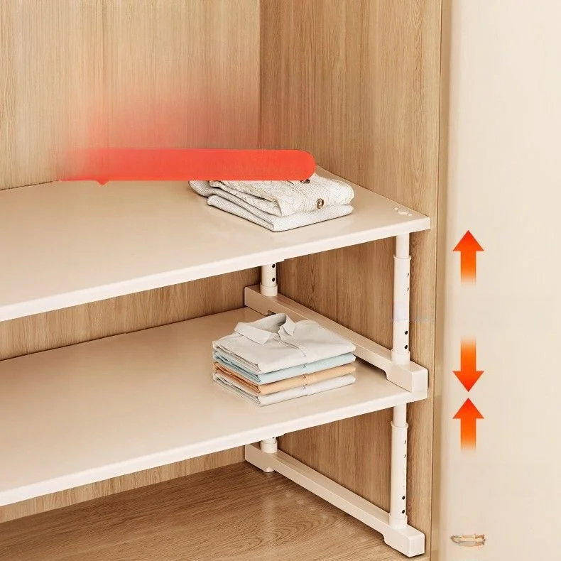 Expandable Carbon Steel Shelf Partition Closet Organizer Cabinet Storage Solution Wardrobe Divider Home Organization Tool