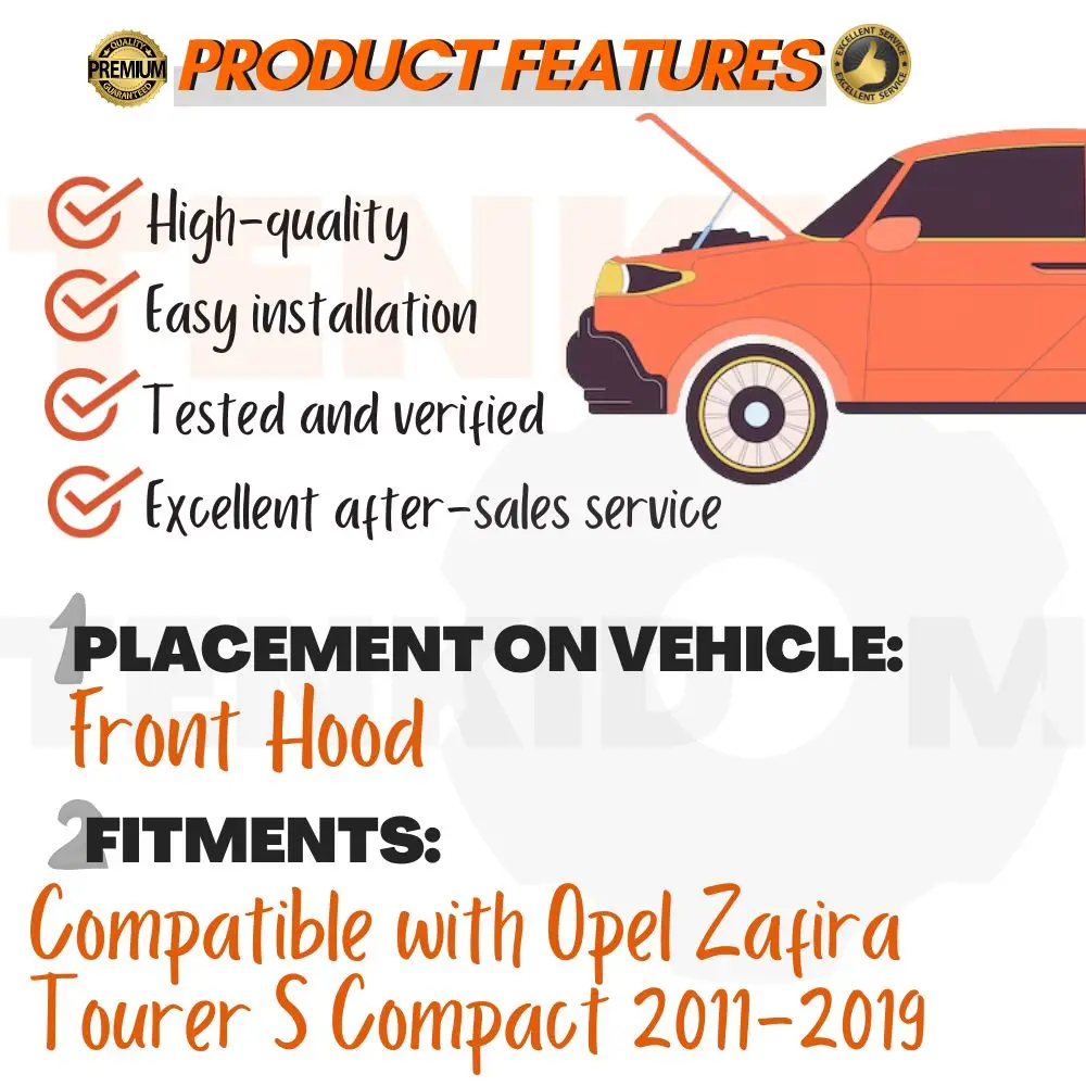 1PCS Front Hood Struts for Opel Zafira Tourer S Compact MPV 2011-2019 Shock Lift Supports Bonnet Gas Dampers Springs No-Drill