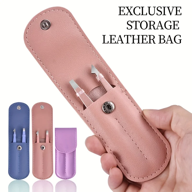 A Set of Two Professional Tweezers with a Storage Case Perfect for Removing Facial Hair Splinters And Ingrown Hairs Eyebrow Clip
