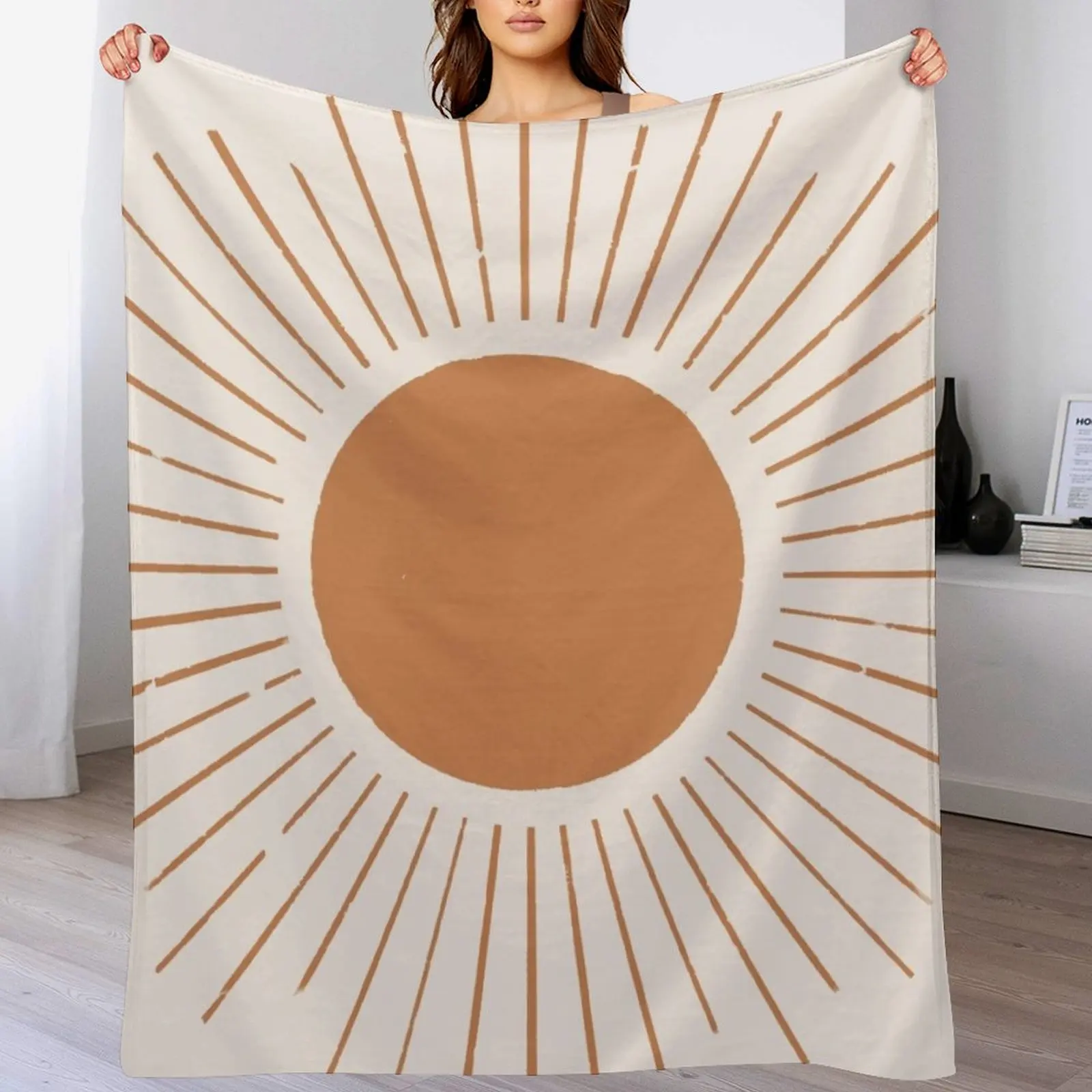 

Terracotta boho sun rays Throw Blanket Spring Fall Cozy Throw Blanket for Couch