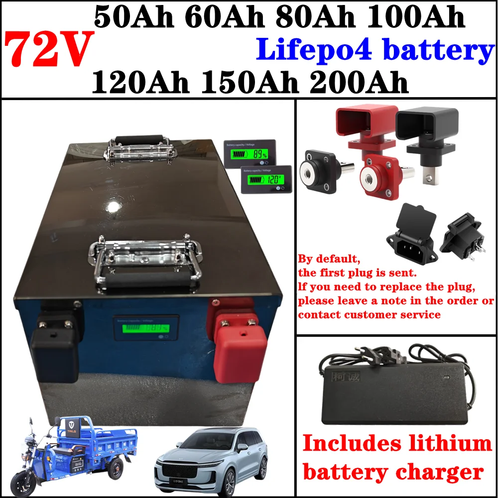 72V 100AH 200AH 50Ah 60AH 80AH 120AH 150Ah LifePo4 Lithium Battery, Golf Cart, Electric Vehicle