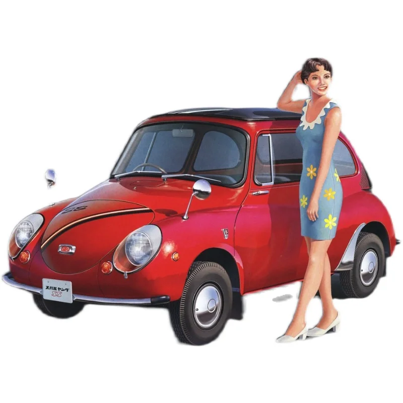 Hasegawa 52291 Static Assembled Car Model Toy 1/24 Scale For Subaru 360 Young SS w/60`s Girls Figure Car Model Kit