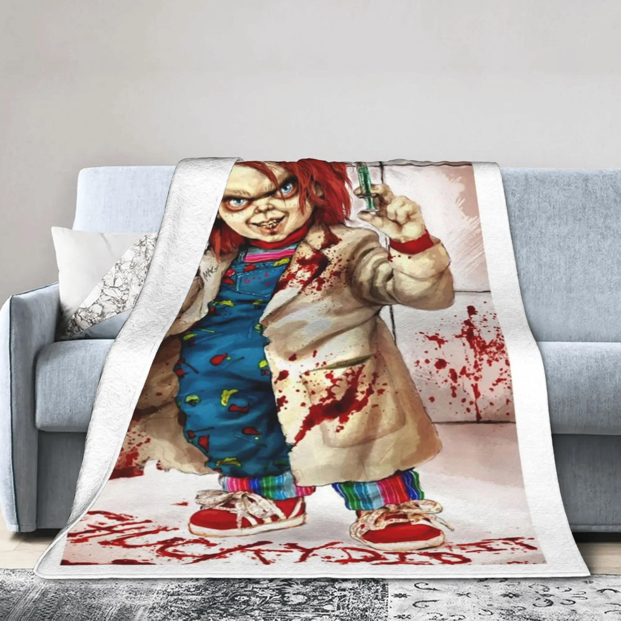 Chuckys Halloween Movie Horror  Fleece Throw Blankets Blankets for Bed Outdoor Lightweight Plush Thin Quilt,