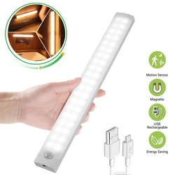 Recarregável Magnético LED Night Light, Sensor de Movimento, Sob O Armário, Luz Do Armário, Iluminação Do Quarto, Lâmpada De Parede, Cozinha