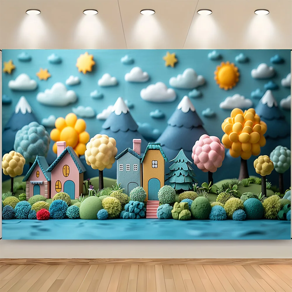 Adorable 3d Cartoon Photography Backdrops Props Birthday Party Banner Arch Balloons Joyous Candyland Sweetness Background TF-01